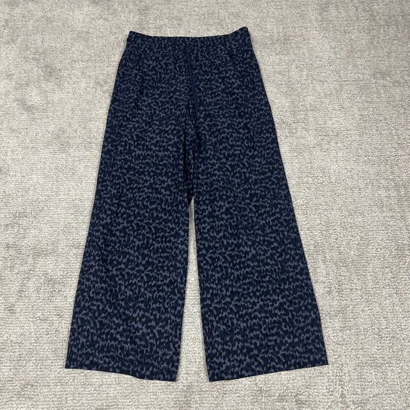 Athleta Pants - Athleta Avenue Printed Wide Leg Crop Pants Womens 6 Tall Allure Navy Pockets